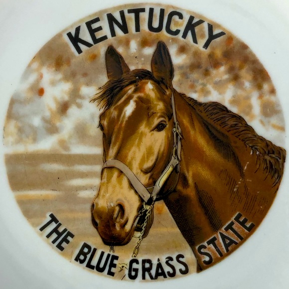 Retro KY Horse Plate Decorative Gold Edge Vintage Kentucky Souvenir State Plate! - Picture 6 of 6